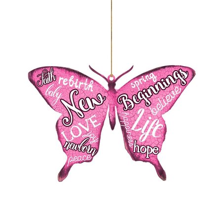 DESIGNOCRACY Spring Butterfly Rustic Wooden Ornament 99719O